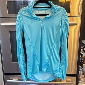 Danskin Now‎ Blue Fitted Long Sleeve Polo Top